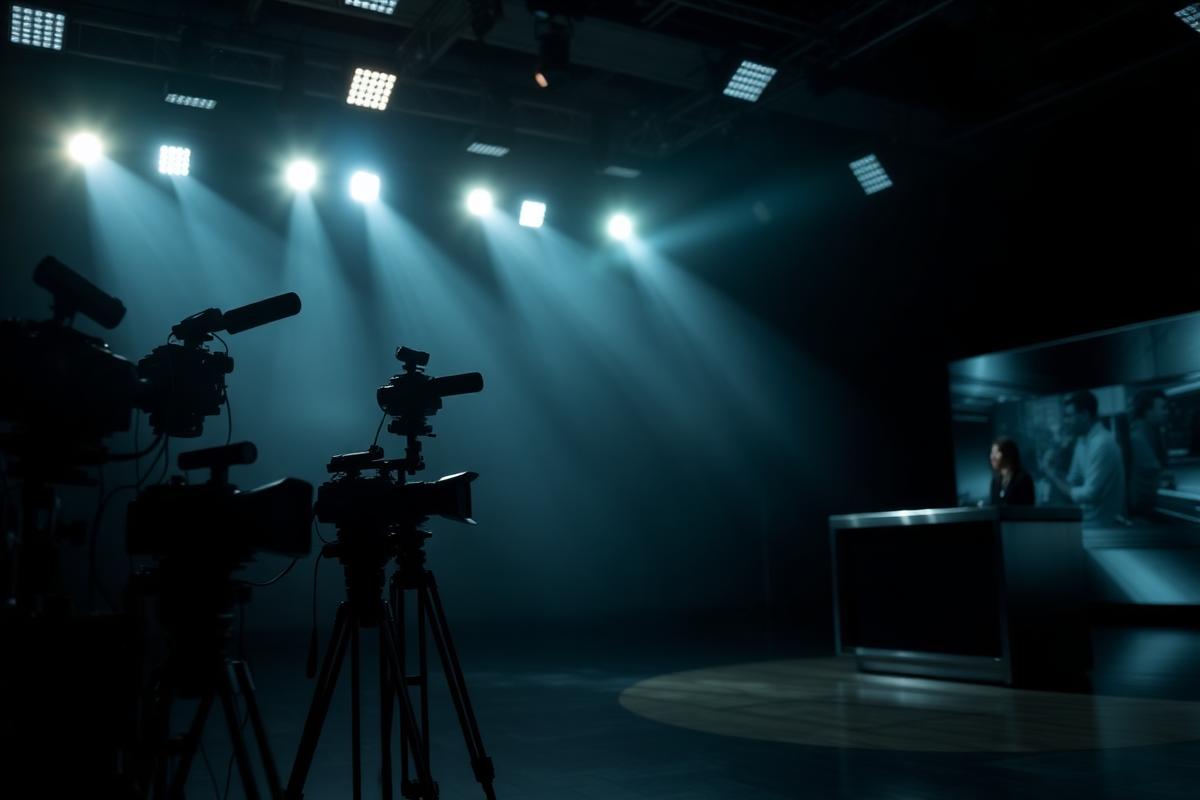 Broadcast studio in operation